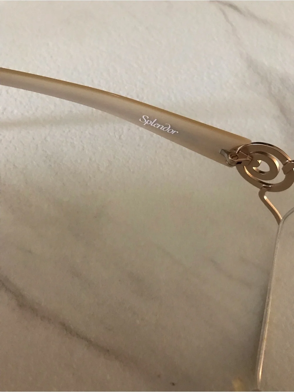 NWT-Women's Rectangular Metal Frame Glasses in Gold and Pink